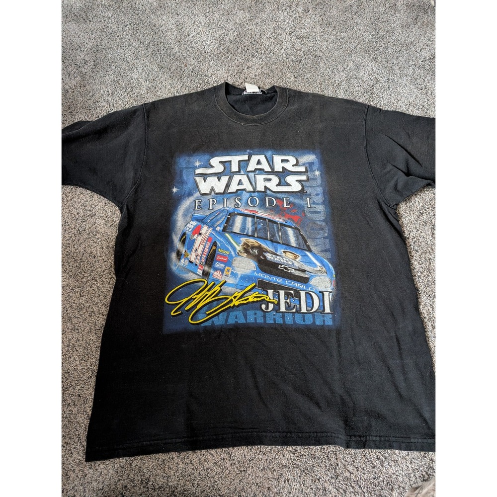Vintage 1999 Jeff Gordon NASCAR Star Wars‎ Jedi Warrior T-Shirt XL Black